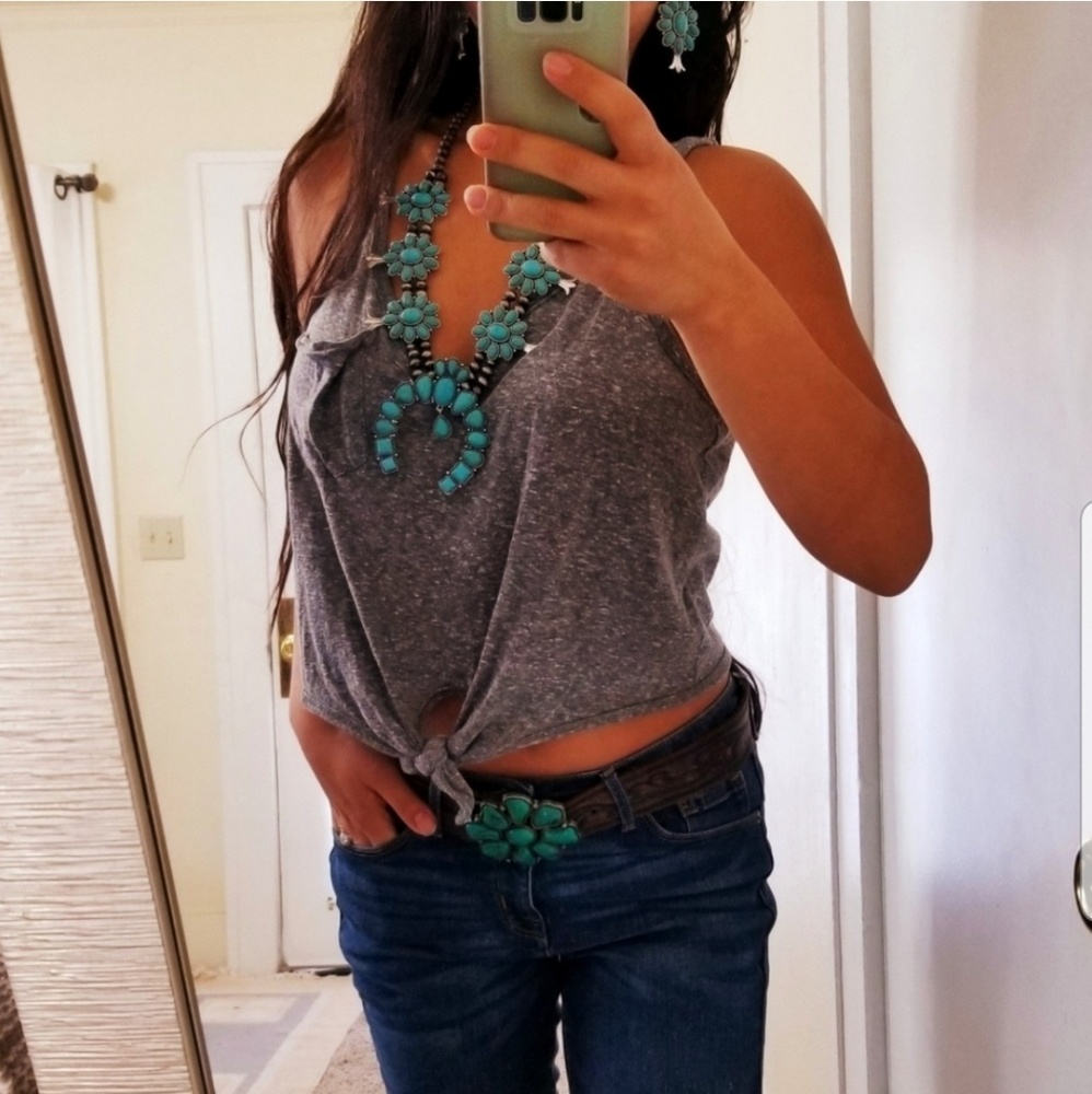 Western Turquoise Squash Necklace & Earrings